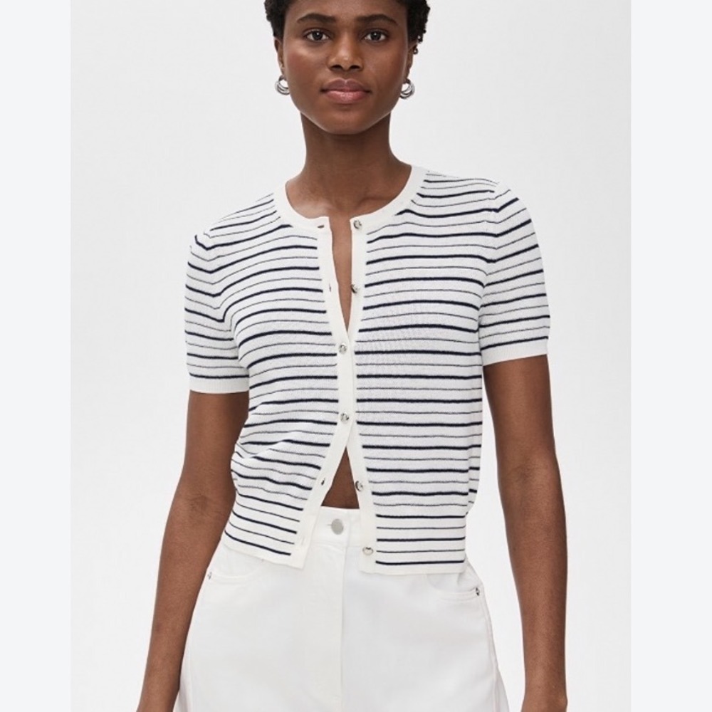 Rag & Bone Dina Stripe Cardigan Short Sleeve Small